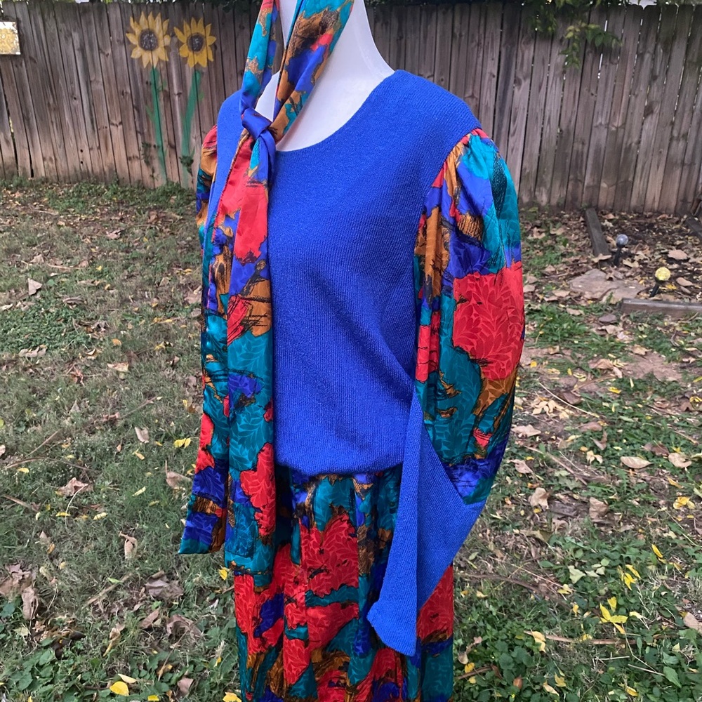 Vintage Anthony Sicari Bold Floral Two-Piece Set – Made in USA